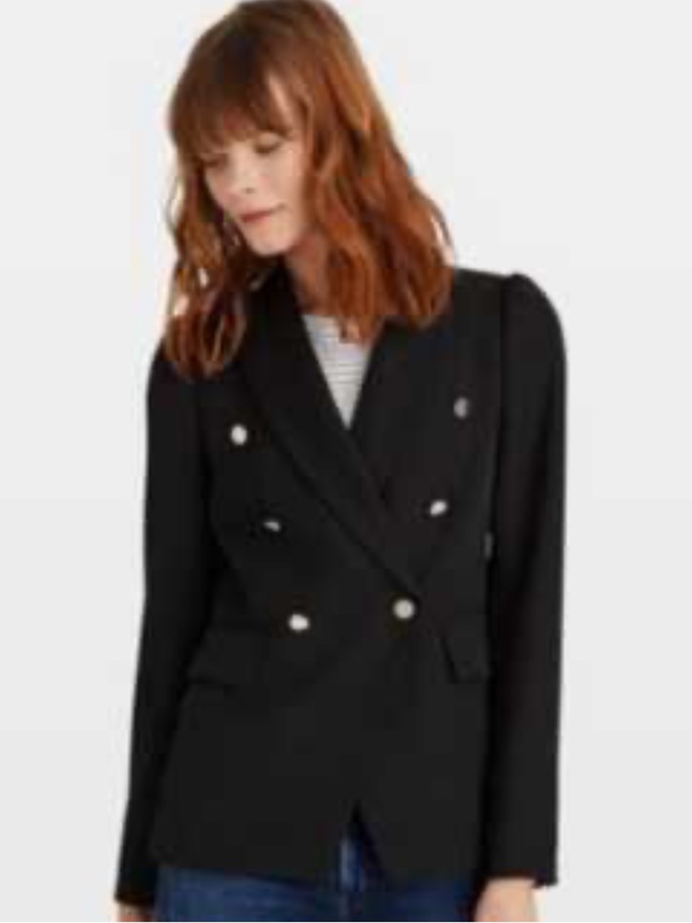 Club Monaco EUC Women’s Black Double-Breasted Blazer with Gold Buttons size 0